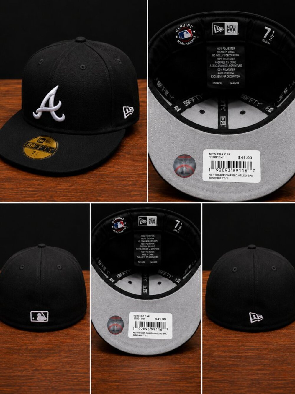 NWT New Era Atlanta Braves 59FIFTY Fitted Hat Black White